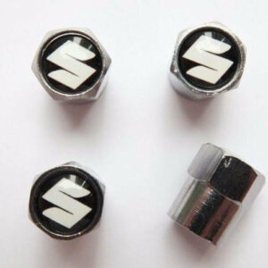 Suzuki S Black Tire Valve Caps - Plus Free Extra Cap