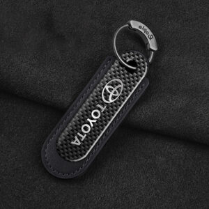 Toyota Carbon Fiber With Black Leather Keychain