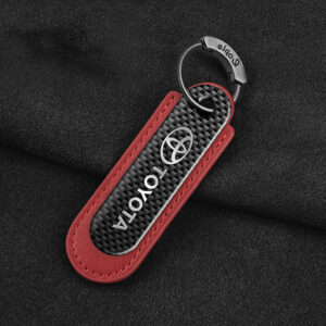 Toyota Carbon Fiber With Red Leather Keychain