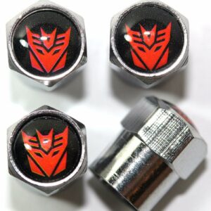 Transformer Decepticon Red Tire Valve Caps - Plus Free Extra Cap