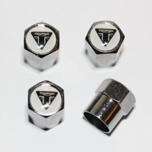 Triumph White Tire Valve Caps - Plus Free Extra Cap