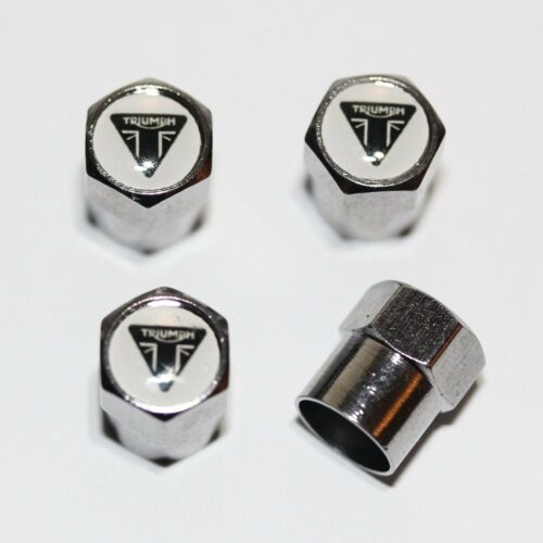 Triumph White Tire Valve Caps – Plus Free Extra Cap
