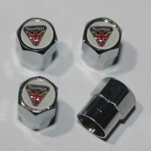 Triumph White Union Jack Tire Valve Caps - Plus Free Extra Cap