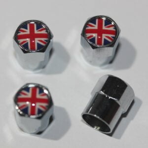 Union Jack Tire Valve Caps - Plus Free Extra Cap