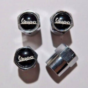 Vespa Black Tire Valve Caps - Plus Free Extra Cap