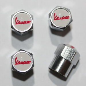 Vespa White Tire Valve Caps - Plus Free Extra Cap