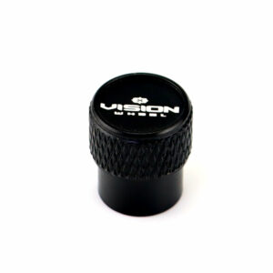 Vision Wheel Laser Engraved on Black Tire Valve Caps - Extra Spare Cap Total 5 Caps
