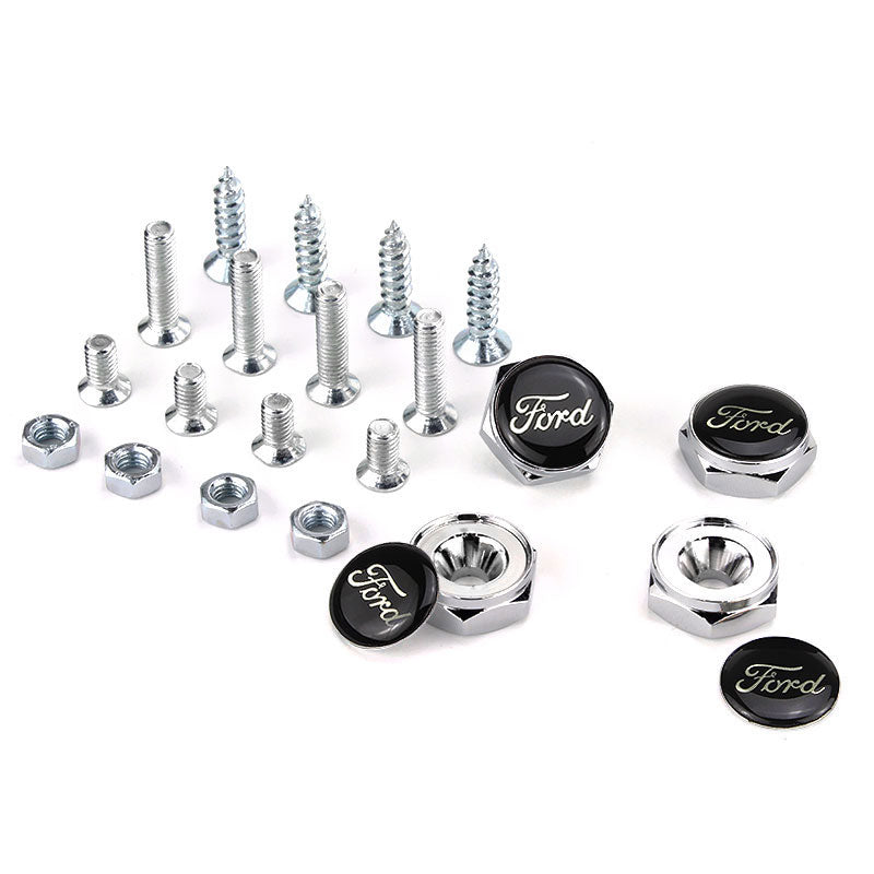 Ford Black Logo Silver License Plate Bolts - Image 2