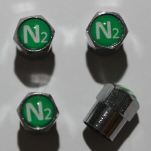 N2 Nitro Green Tire Valve Caps - Plus Free Extra Cap
