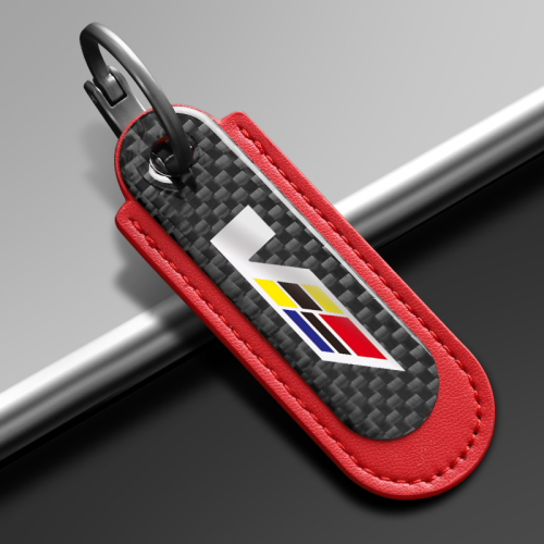 Cadillac V Series Carbon Fiber With Red Leather Keychain