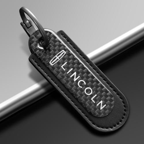 Lincoln Carbon Fiber Black Leather Keychain