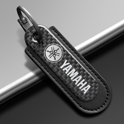 Yamaha Carbon Fiber Black Leather Keychain