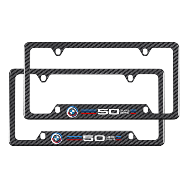 BMW License Plate Frame BMW 50th Anniversary Fiber License