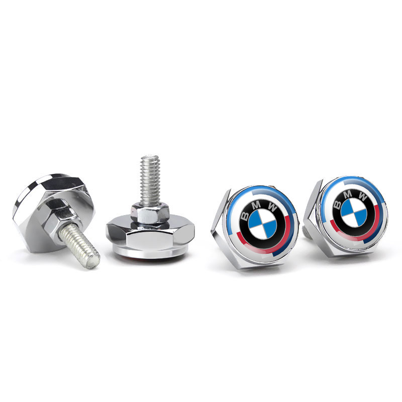BMW license plate screws 50th Anniversary Silver