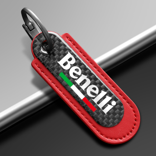 Benelli Carbon Fiber Red Leather Keychain