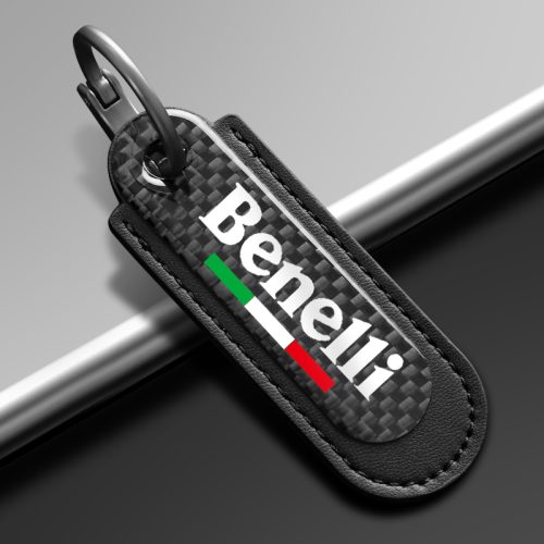 Benelli Carbon Fiber Black Leather Keychain