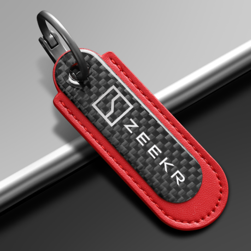 Zeekr Carbon Fiber Red Leather Keychain