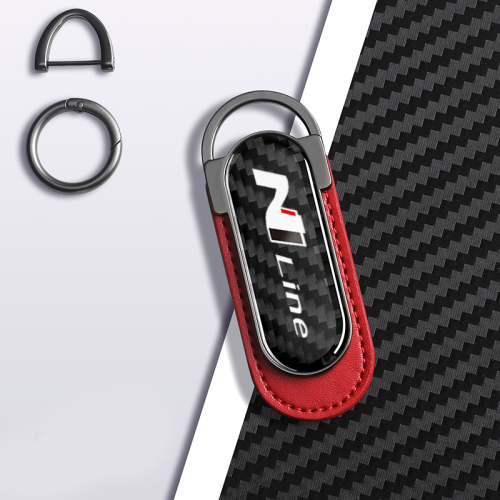 Hyundai N Line Carbon Fiber Red Leather Metal Keychain