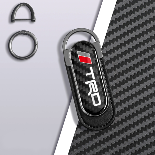 TRD Carbon Fiber Black Leather Metal Keychain