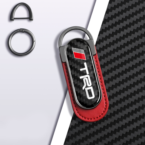 TRD Carbon Fiber Red Leather Metal Keychain