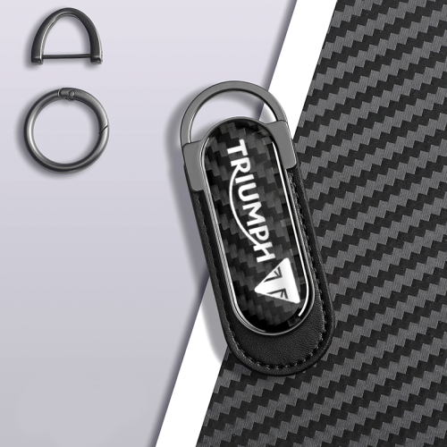 Triumph Carbon Fiber Black Leather Metal Keychain