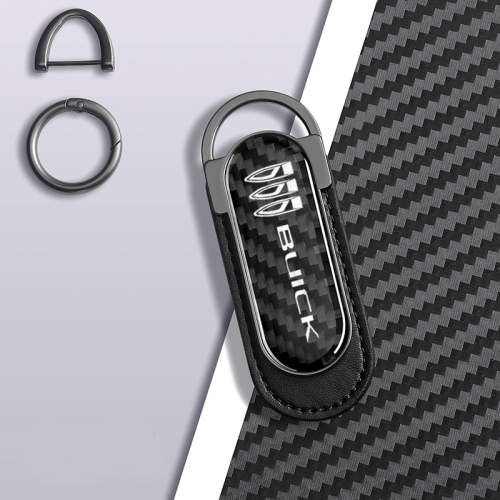Buick Carbon Fiber Black Leather Metal Keychain