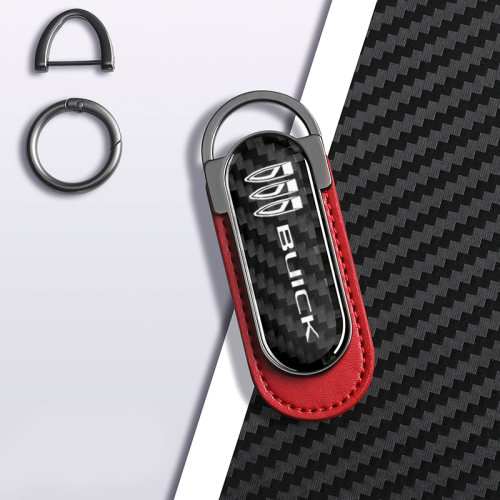 Buick Carbon Fiber Red Leather Metal Keychain