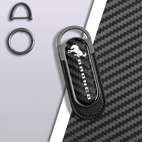 Ford Brongo Carbon Fiber Black Leather Metal Keychain