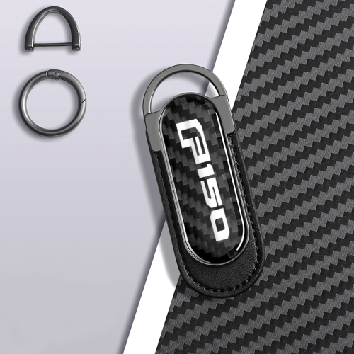 Ford F150 Carbon Fiber Black Leather Metal Keychain