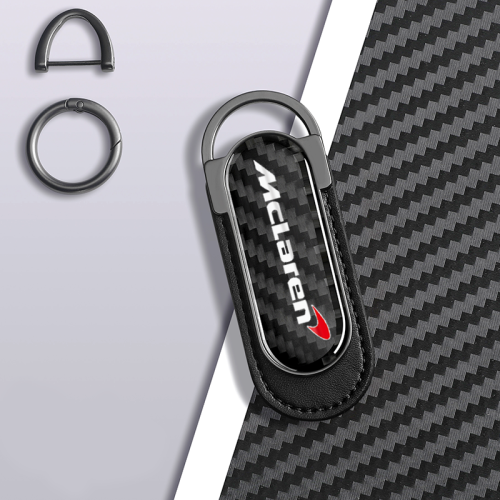 Mclaren Carbon Fiber Black Leather Metal Keychain