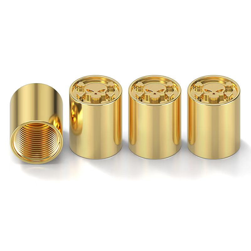 Skull Gold Aluminium Tire Valve Caps Total 5 Caps - Image 2